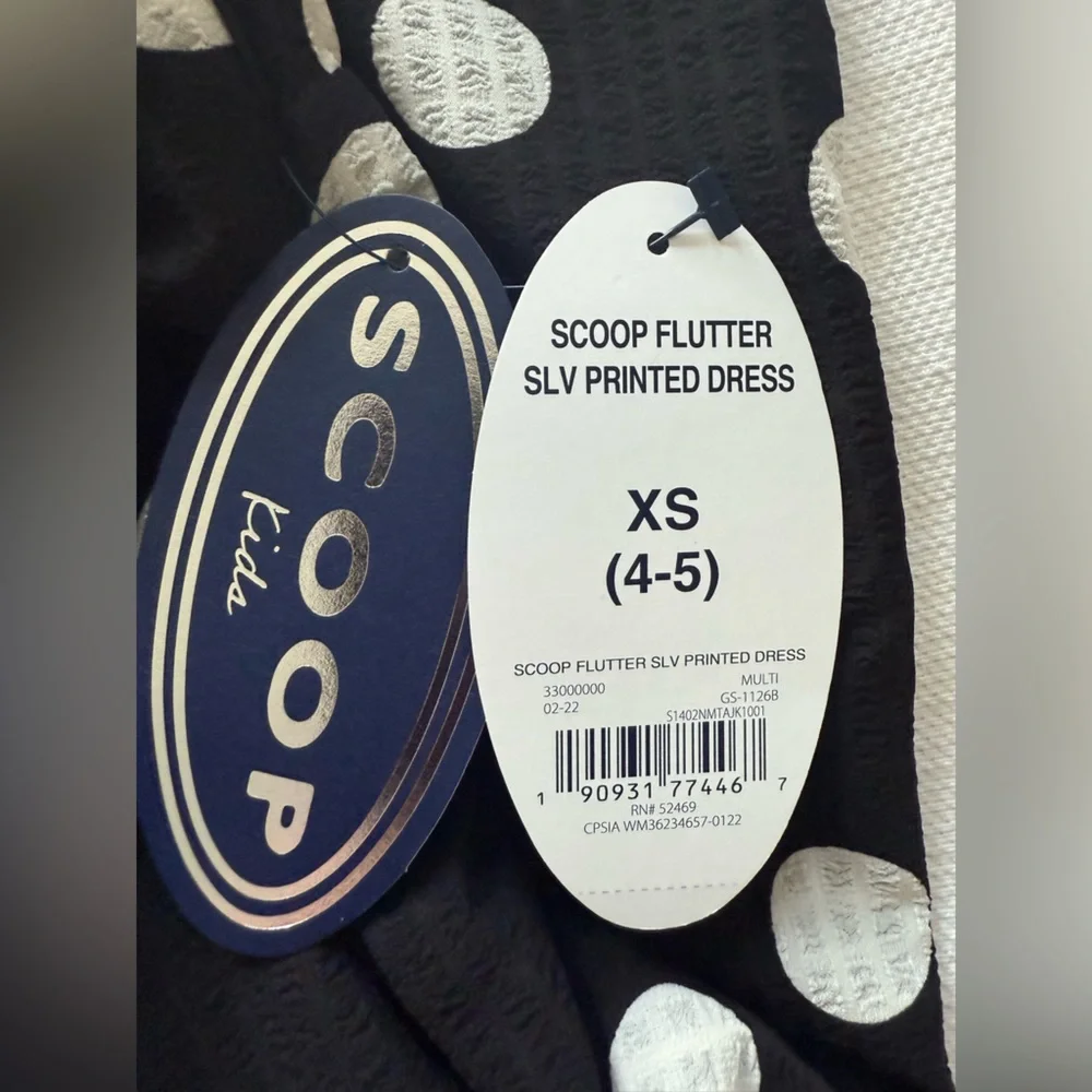 NWT - Scoop - Black and white polka dot flutter dress - Girls Size XS (4-5) - Picture 3 of 4
